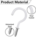 20 Pcs Ceiling Hooks for Hanging Plants - 2.9 inches Plant Heavy Duty, Hanging Hooks for Christmas Lights, Cups, Decors - White Vinyl Coated Screw in Plant Hanger Hook Indoor and Outdoor