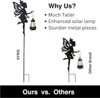 Solar Fairy Garden Lights Outdoor – Spring Decorations Yard Ornaments, Color-Changing LED Fairy Statue with Lantern, Solar Powered Garden Stakes for Patio, Lawn & Pathway Decor (Set of 2)