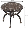 Side Table for Patio, Round Cast Aluminum, 21-Inch Bronze