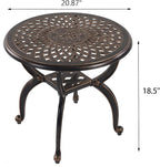 Side Table for Patio, Round Cast Aluminum, 21-Inch Bronze