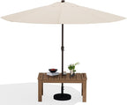 SERWALL Outdoor Coffee Table with 9FT Umbrella, HDPE Patio Coffee Table for Outside, Rectangle, Brown(Not Include Umbrella Base)