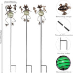 3 Pack Decorative Garden Stakes,Frog Waterproof Metal Spring Decor,Outdoor Decorations Yard Art Garden Stakes for Patio Yard Porch Decor