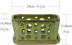 W&W Orchid Pot with Holes and Saucer for Repotting, YellowGreen, 9.7 Inch