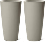 Step2 Tremont Tall Round Tapered Planter, 28" Tall 2-Pack, Indoor/Outdoor Plants, Efficient Drainage, Durable Resin, Concrete