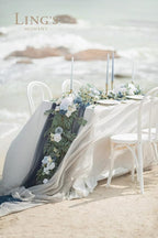 Artificial Flowers Garland, 6 Ft Dusty Blue Rose and Eucalyptus Vine