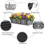 4 Pack 30 Inch Window Boxes Planter for Outdoor Plants Deck Railing Planters Box with Adjustable Brackets for Porch Fence Balcony Hanging Flower Baskets with Non-Woven Fabric Liner for Garden Décor
