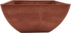 PSW Pot Collection 12x6 inch Plastic/Stone/Wood Composite Square Planter – No Drainage Hole (Drillable), Modern Indoor/Outer Pot for Flowers, Foliage, Succulents, Fairy Gardens Terra Cotta Color