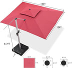 PURPLE LEAF 10' X 13' Patio Umbrella Outdoor Rectangle Umbrella Large Cantilever Umbrella Windproof Offset Heavy Duty Sun for Garden Deck Pool Patio, Terra