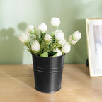 Dahey 10 Pcs Small Hanging Flower Pots Metal Iron Bucket Planter for Railing Fence Balcony Garden Home Decoration Flower Holders with Detachable Hooks, Black, 4 Inches