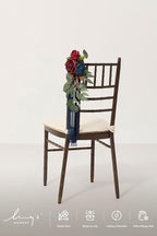 Artificial Flowers for Wedding Aisle, 8 Pack Burgundy and Navy Pew Decor