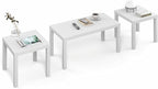 Furinno Classic Living Room Table Set of 3, Modern Rectangle Coffee Table with 2 Side Tables, End Tables, 1.65 Inch Thick Tabletop for Living Room, Home Office, White