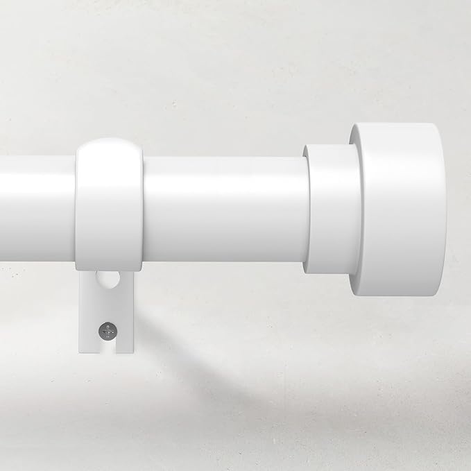 Curtain Rods for Windows 72 to 144, 1 Inch Adjustable White Extra Long Heavy Duty Curtain Rod for Patio Bedroom, Modern Style Indoor Outdoor Window Drapery Rods with End Caps, Size 32" - 150"