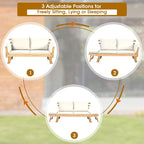 Tangkula Convertible Acacia Wood Patio Couch Sofa Bed with Adjustable Armrest, Outdoor Daybed with Cushion & Pillows, Outside Folding Futon Sofa Couch Bench for Porch, Courtyard, Poolside & Garden