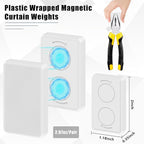 18pcs Outdoor Curtain Weights, Plastic Wrapped Magnetic Drapery Weights, Waterproof Heavy Duty Curtain Magnets Flag Weights for Heavy Wind, Shower Outside Curtain, Tablecloth (White)