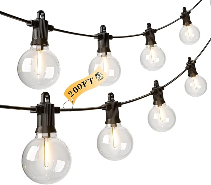 String Lights 200 FT G40 Warm White LED with IP65 Waterproof Rating