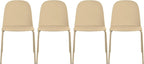 2xhome Set of 4 Modern Stackable Armless Dining Chairs | Plastic Shell Seat with Metal Legs | Indoor or Outdoor Use | Home Kitchen Patio, Beige