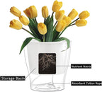 ZOOFOX 4 Pack Self Watering Pots for Indoor Plants, 7 Inch Large Clear Plastic Automatic-Watering Plant Pot, Modern Decorative Pot for Indoor Plants, Flowers, Herb, Aloe, Orchid, African Violets