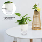 ShineMe Self Watering Pots, 5 Pack Self Watering Planters for Indoor Plants, 4.1 inch Plastic Plant and Flower Pots for African Violets, Herbs, Aloe, Peace Lily with Absorbent Cotton Rope