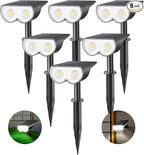 Consciot Solar Spot Lights Outdoor, 16 LEDs IP67 Waterproof Auto On/Off Landscape Spotlights, 2-in-1 Adjustable Wall Lights for Garden Yard Pathway, 6 Pack (Cool White)
