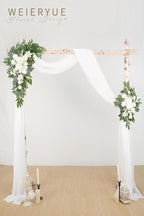 Artificial Flowers Wedding Arch Kit, 3 Pieces, Fairy White Chiffon Drape