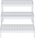 Garden 4 you 3 Tiers Metal Plant Stand,Rectangular Ladder Flower Pots Outdoor Plant Rack, Indoor Plant Display Rack, Heavy Duty Utility Storage Organizer for Home Garden Patio Balcony, Stair Style(White)