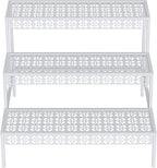 Garden 4 you 3 Tiers Metal Plant Stand,Rectangular Ladder Flower Pots Outdoor Plant Rack, Indoor Plant Display Rack, Heavy Duty Utility Storage Organizer for Home Garden Patio Balcony, Stair Style(White)