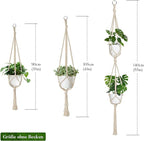 5 Pack Macrame Plant Hangers, Indoor Hanging Plant Holder with S Hooks and Hook Nails, 3 Sizes 34"/40"/54", Handmade Macrame Planter Hanging Baskets for Small Plant Pots, Boho Home Decor (Beige)