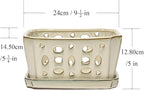 W&W Orchid Pot with Holes and Saucer for Repotting, Cream White, 9.7 Inch