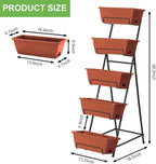 5 Tier Vertical Raised Garden Bed Planter Box, Vertical Raised Bed with Drainage Holes for Indoor Outdoor Herbs Flowers Vegetables Plants, Red