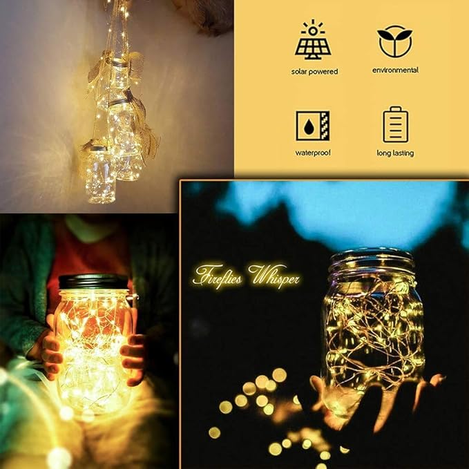 String Lights 12 Pack Solar Mason Jar Lid Lights Warm White 30 LED