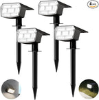 HIBOITEC Solar Spot Lights Outdoor 59LED Landscape Lights Solar Powered Uplights Waterproof Adjustable Brightness Dusk to Dawn for Outside Garden Yard Trees 4 Packs Cool White