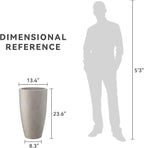 Kante 23.6" H Weathered Concrete Tall Planters (Set of 2), Large Outdoor Indoor Decorative Plant Pots with Drainage Hole and Rubber Plug, Modern Style for Home and Garden