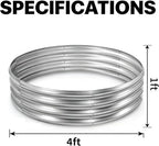 Round Galvanized Raised Garden Bed Kit, Round Galvanized Planter for Vegetables/Herbs/Flowers Heavy-Duty Steel Outdoor Water Trough (Silver, 4X4X1FT)