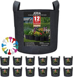 JERIA 12-Pack 20 Gallon Grow Bags, 300G Thickened Nonwoven Garden Pots,Heavy Duty Fabric Pots with Reinforced Handles