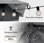 LAUSAINT HOME Semi-Permanent Outdoor Patio Gazebo 10'x13', Heavy Duty Party Tent Shelter with Double Roofs, Mosquito Nettings and Privacy Screens for Backyard, Garden, Lawn, Gray