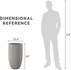 Kante 24 Inch Tall Round Concrete Planter, Large Indoor Outdoor Plant Pots with Drainage Hole and Rubber Plug, Modern Decorative Garden Pots for Home Patio Porch, Textured Weathered Concrete