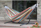 Vivere Double Sunbrella Hammock with Space-Saving Steel Stand, Heavy-Duty Portable Outdoor Hammock Set for Backyard, Patio, or Travel, Token Surfside