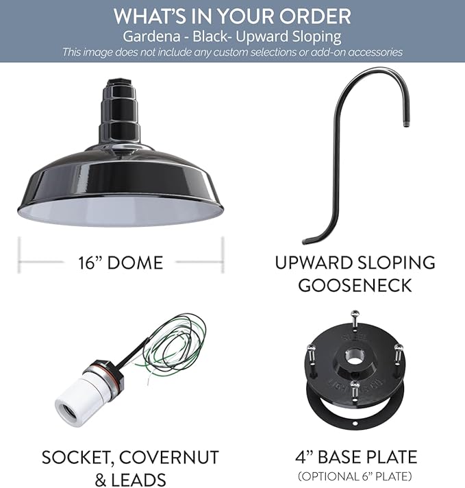 Wall Light, Black 16-Inch Farmhouse Barn Dome Outdoor Fixture