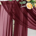 Outdoor Curtains, Burgundy Sheer Chiffon Arch Drape Panel, 29 x 236 Inch