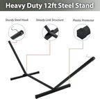 Two Person Hammock with Stand for Outside Heavy Duty, Outdoor Patio Hammock with Portable Steel Stand, Large Double Hammocks,480lbs Capacity.(Blue Stripes)