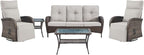 5 Piece Patio Furniture Set with Swivel Recliner Chair - Removable Outdoor Patio Couch Set, Chaise Lounge Chair Outdoor with Adjustable Backrest and Footrest and Coffee Table for Casual Gathering