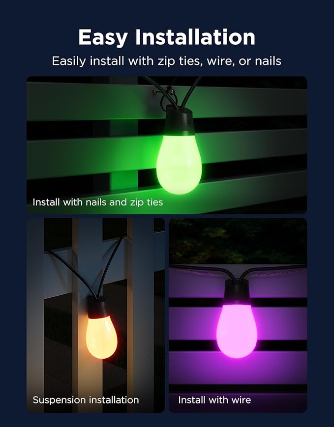 Govee S14 Bulb Outdoor String Lights 2, 96ft Smart RGBIC Warm White Patio Lights with 15 LED Bulbs, 111 Scene Modes for Outdoor Decor, Upgraded IP66 Compatible with Alexa, Google, Matter, APP Control