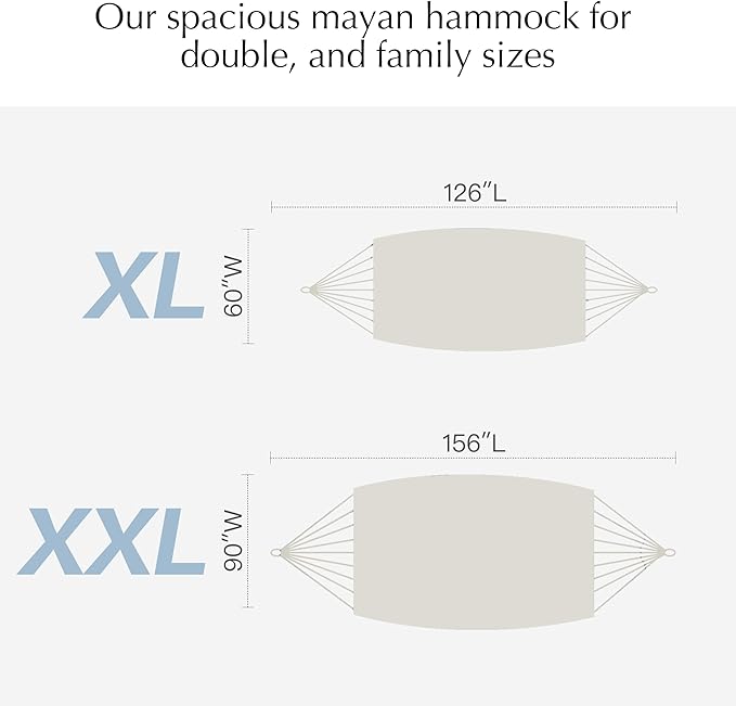 PNAEUT Family Mayan Rope Hammocks for Outside (Nature, XX-Large)