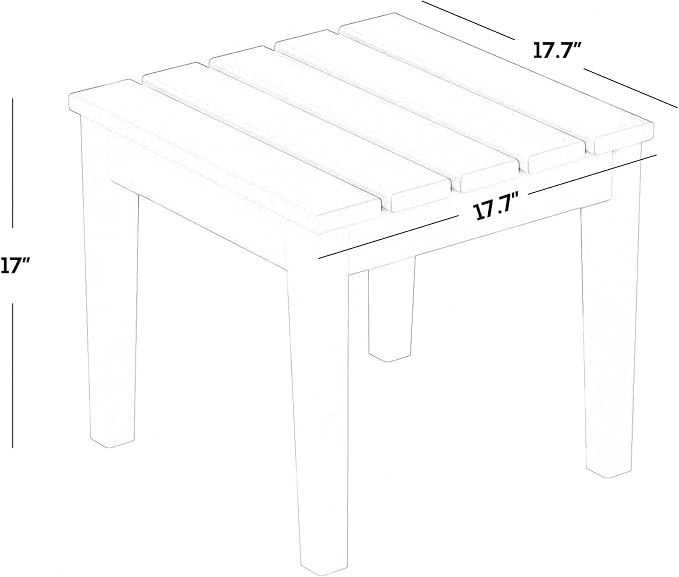 Side Table for Outdoor Patios, Gray HDPE with Modern Adirondack Style