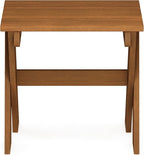 Furinno Tioman Outdoor Side Table Flower Stand, Dark Red Meranti Hardwood