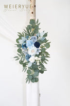 Artificial Flowers Wedding Arch Swag Kit, Blue, 3-Piece with Chiffon Drape