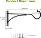 11 Inch 2 Pack Heavy Duty Plant Hangers Outdoor, Metal Plant Brackets for Hanging Baskets, Plant Wall Hooks for Bird Feeders, Wind Chimes & Lanterns, Premium Metal Hooks Matte Black, 30lbs Capacity