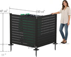 Kozyard 50" W x 48" H Outdoor Privacy Screens Aluminum Post, Air Conditioner Fence Panels, Pool Equipment Enclosure, Trash Can Screens Fence Kit for Outside Backyard Patio(Black/2Panels)