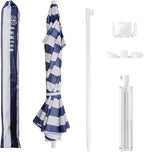 AMMSUN Shade Umbrella, Premium Portable Umbrella with Stand, 6.5ft Lightweight Free Standing Canopy for Sporting Games, Adjustable Instant Sun Protection and Easy to Carry, Stripe Blue