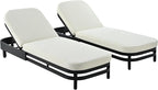 LUMISOL Outdoor Lounge Chair Set of 2, Modern Aluminum Chaise Loungers with Premium Cushions, 5-Level Reclining Chairs for Patio, Poolside, Garden, Beige Cushions